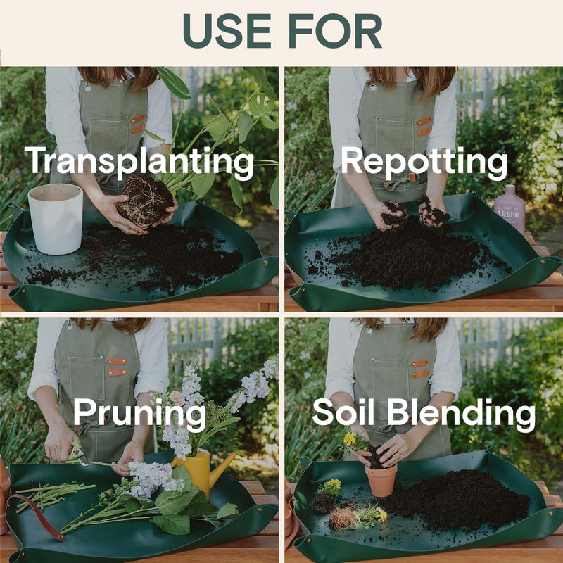 Arber Repotting Mat for Indoor Plants 30" x 30" – Waterproof Foldable Plant Potting Mat with Snap Corners & 4" Walls – Mess-Free Soil Mixing, Pruning, Transplanting for Succulent, Orchid, Bonsai - Image 3